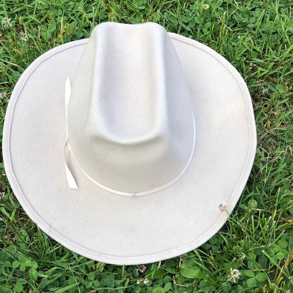 Tan wool trendy hat